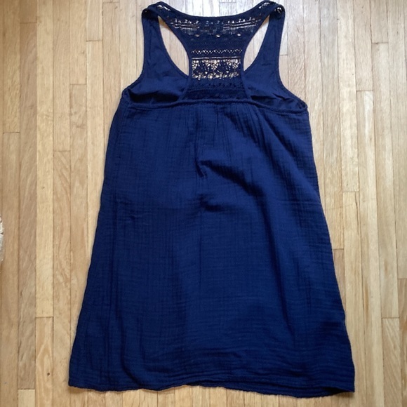Michael Stars Double Gauze Crochet Racerback Tank Dress‎ Navy Small - Picture 7 of 9